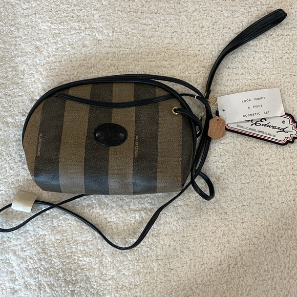 NWT Vintage Allan Edward 80s Half Moon Stripe Crossbody Purse 4 in 1 - Picture 4 of 12
